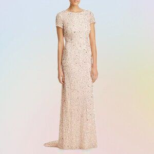 FREE SHIPPING! - ADRIANNA PAPELL - All Over Sequin Gown in Blush Pink